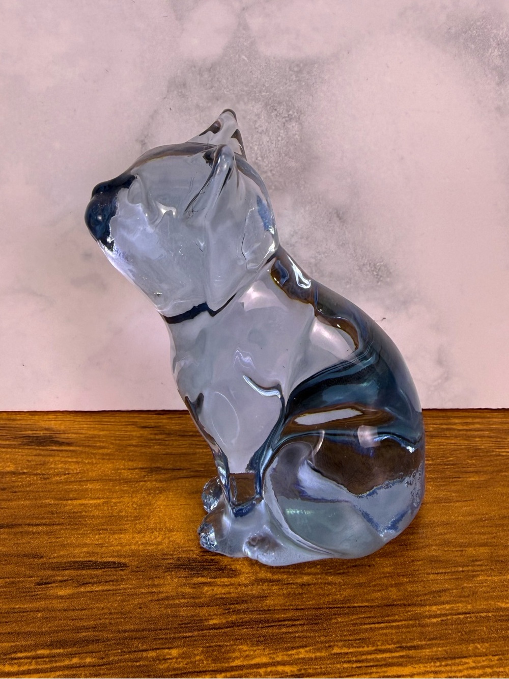 Fenton Curious Snobby Cat #5243 Aqua Blue Art Glass Kitten Figurine Foil Label - Picture 2 of 8